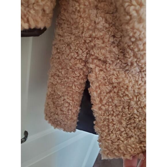 Sam Edelman NWT Camel Brown Long Soft Teddy Coat Faux Leather Accents Women's XL - Picture 10 of 16